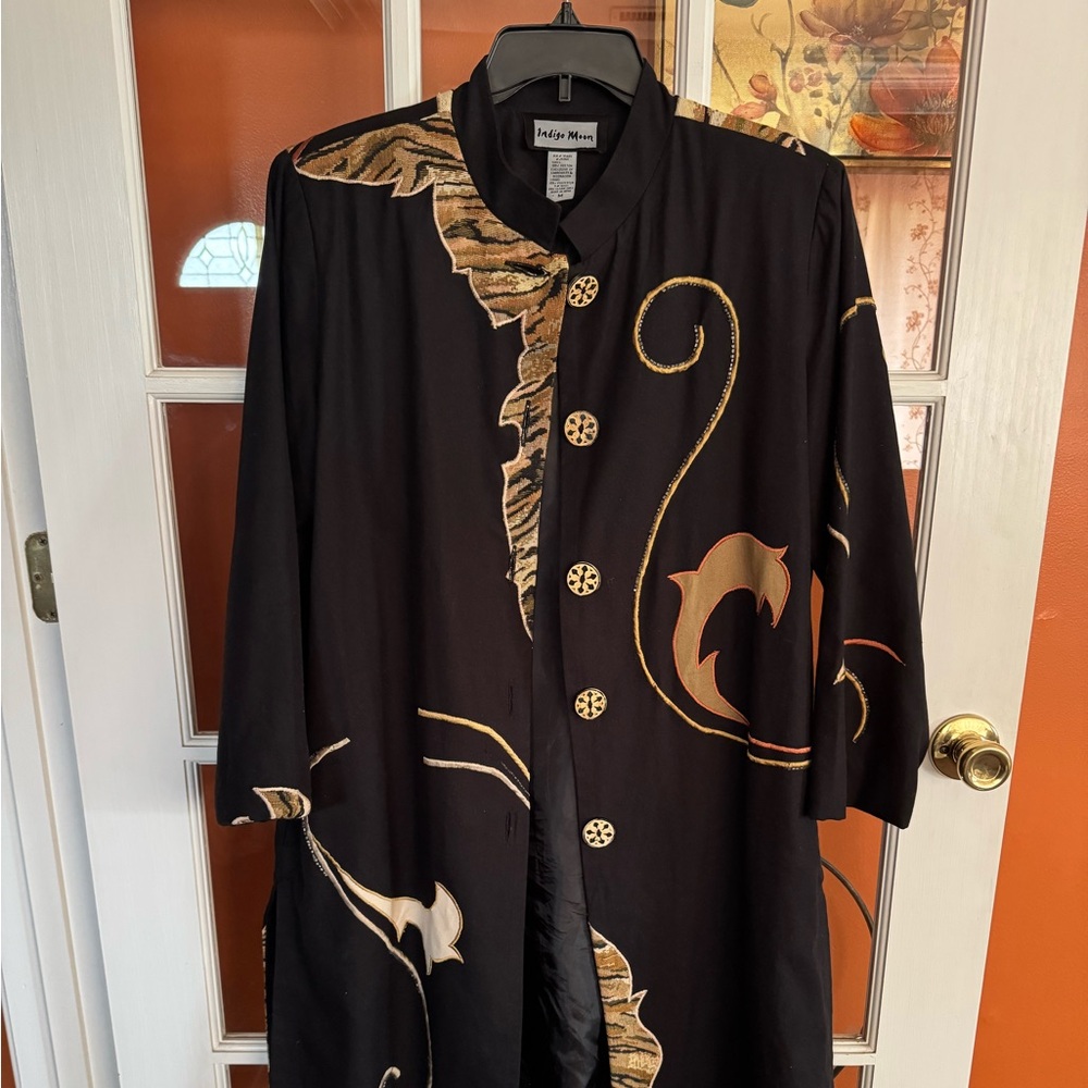 Elegant Black and Gold Trench Coat